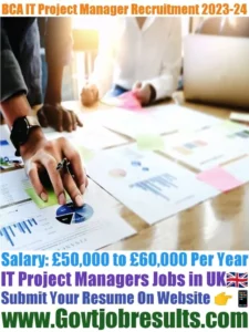 BCA UK IT Project Manager Recruitment 2023-24