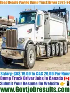 Road Readie Paving Dump Truck Driver 2023-24
