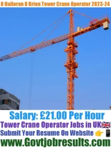 O Halloran O Brien Tower Crane Operator 2023-24
