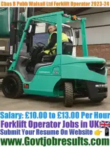 Chas B Pugh Walsall Ltd Forklift Operator 2023-24