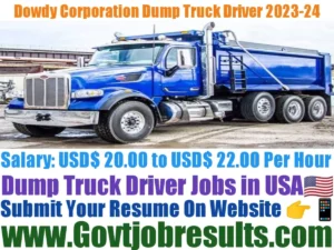 Dowdy Corporation Dump Truck Driver 2023-24