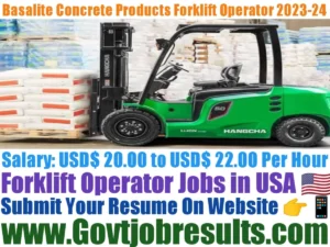 Basalite Concrete Products Forklift Operator 2023-24