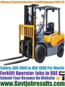Universal Carton Industries Forklift Operator 2023-24