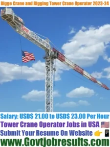 Bigge Crane and Rigging Tower Crane Operator 2023-24