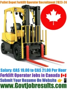 Pallet Depot Forklift Operator Recruitment 2023-24
