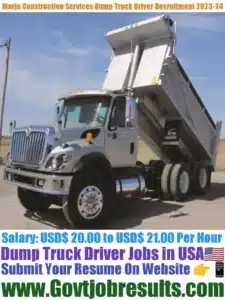 Marjo Construction Services Dump Truck Driver 2023-24