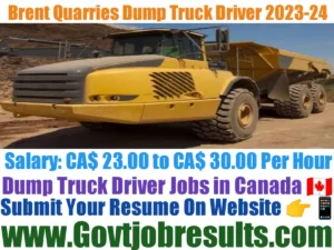 Brent Quarries Dump Truck Driver 2023-24