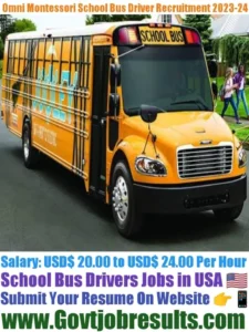 Omni Montessori School Bus Driver Recruitment 2023-24