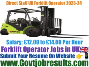 Direct Staff UK Forklift Operator 2023-24