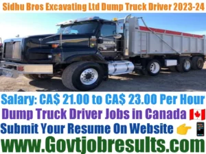 Sidhu Bros Excavating Ltd Dump Truck Driver 2023-24