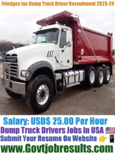 Friedges Inc Dump Truck Driver Recruitment 2023-24
