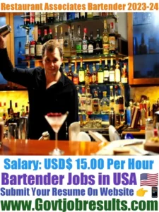 Restaurant Associates Bartender 2023-24