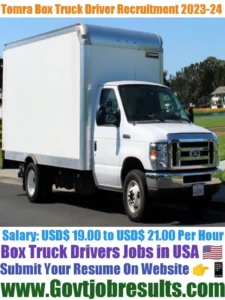 Tomra Box Truck Driver Recruitment 2023-24