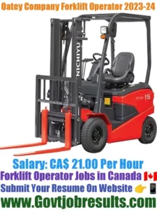 Oatey Company Forklift Operator 2023-24