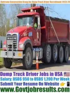 Redstone Construction Group Inc Dump Truck Driver Recruitment 2023-24