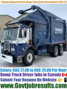 Triways Disposal Service Dump Truck Driver 2023