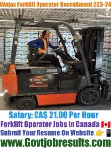 Wajax Forklift Operator Recruitment 2023-24