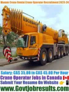 Maxum Crane Rental Crane Operator 2023-24