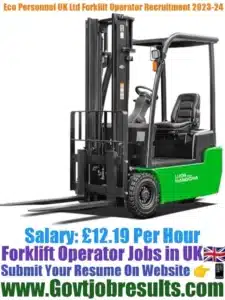 Eco Personnel UK Ltd Forklift Operator Recruitment 2023-24