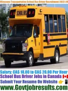 4Seasons Transportation School Bus Driver Recruitment 2023-24