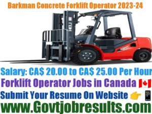 Barkman Concrete Forklift Operator 2023-24