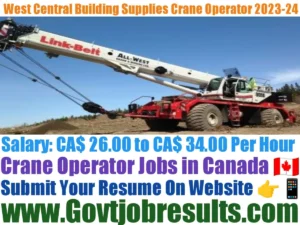 West Central Building Supplies Crane Operator 2023-24