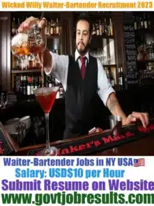 Wicked Willy Waiter-Bartender Recruitment 2023