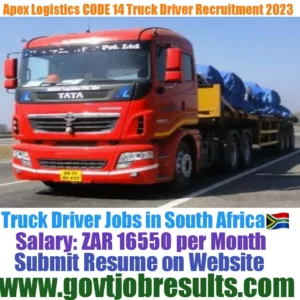 Apex logistics CODE 14 Truck Driver Recruitment 2023