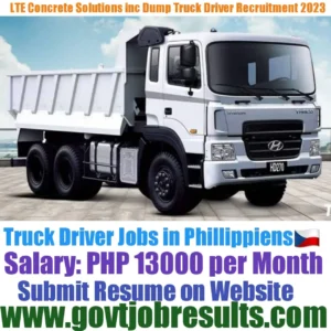 Lte Concrete Solutions Dump Truck Driver Recruitment 2023-2024