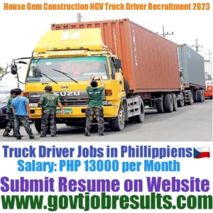 House Gem Construction HGV Truck Driver Recruitment 2023-2024
