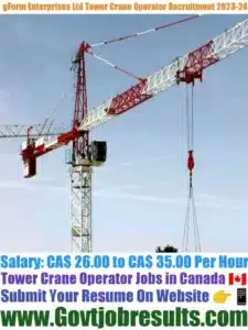 gForm Enterprises Ltd Tower Crane Operator Recruitment 2023-24