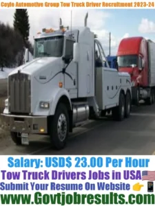 Coyle Automotive Group Tow Truck Driver Recruitment 2023-24