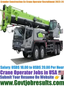 Crowder Construction Co Crane Operator Recruitment 2023-24