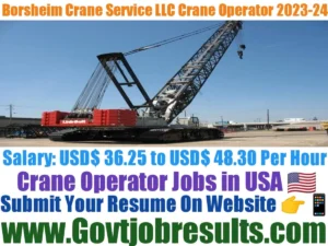 Borsheim Crane Service LLC Crane Operator 2023-24