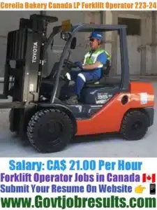 Cerelia Bakery Canada LP Forklift Operator 2023-24