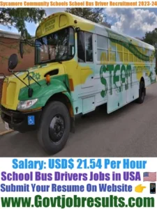 Sycamore Community Schools School Bus Driver Recruitment 2023-24