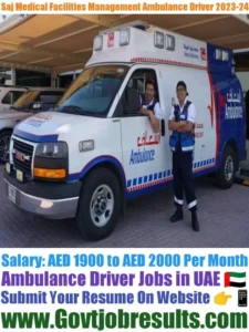 Saj Medical Facilities Management Ambulance Driver 2023-24