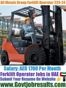 All Metals Group Forklift Operator 2023-24