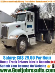 KCE Construction Ltd Dump Truck Driver Recruitment 2023-24