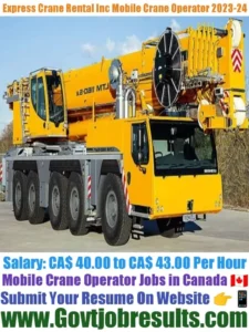 Express Crane Rental Inc Mobile Crane Operator 2023-24