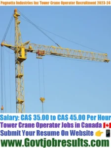 Pagnotta Industries Inc Tower Crane Operator Recruitment 2023-24