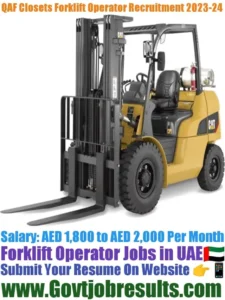 QAF Closets Forklift Operator Recruitment 2023-24