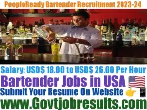 PeopleReady Bartender Recruitment 2023-24