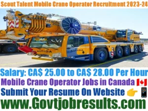 Scout Talent Mobile Crane Operator Recruitment 2023-24