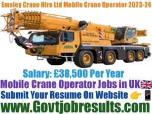 Emsley Crane Hire Ltd Mobile Crane Operator 2023-24
