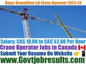 Hayer Demolition Ltd Crane Operator 2023-24