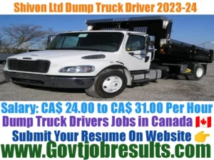 Shivon Ltd Dump Truck Driver Recruitment 2023-24