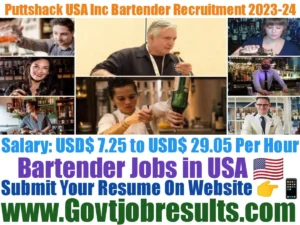 Puttshack USA Inc Bartender Recruitment 2023-24