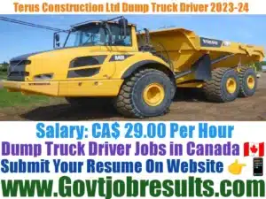 Terus Construction Ltd Dump Truck Driver 2023-24