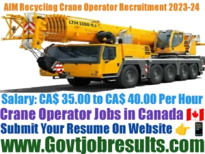 AIM Recycling Crane Operator Recruitment 2023-24